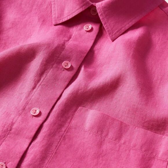 100% Linen Mango Shirt Pink Barbiecore Barbie Core - Picture 3 of 10